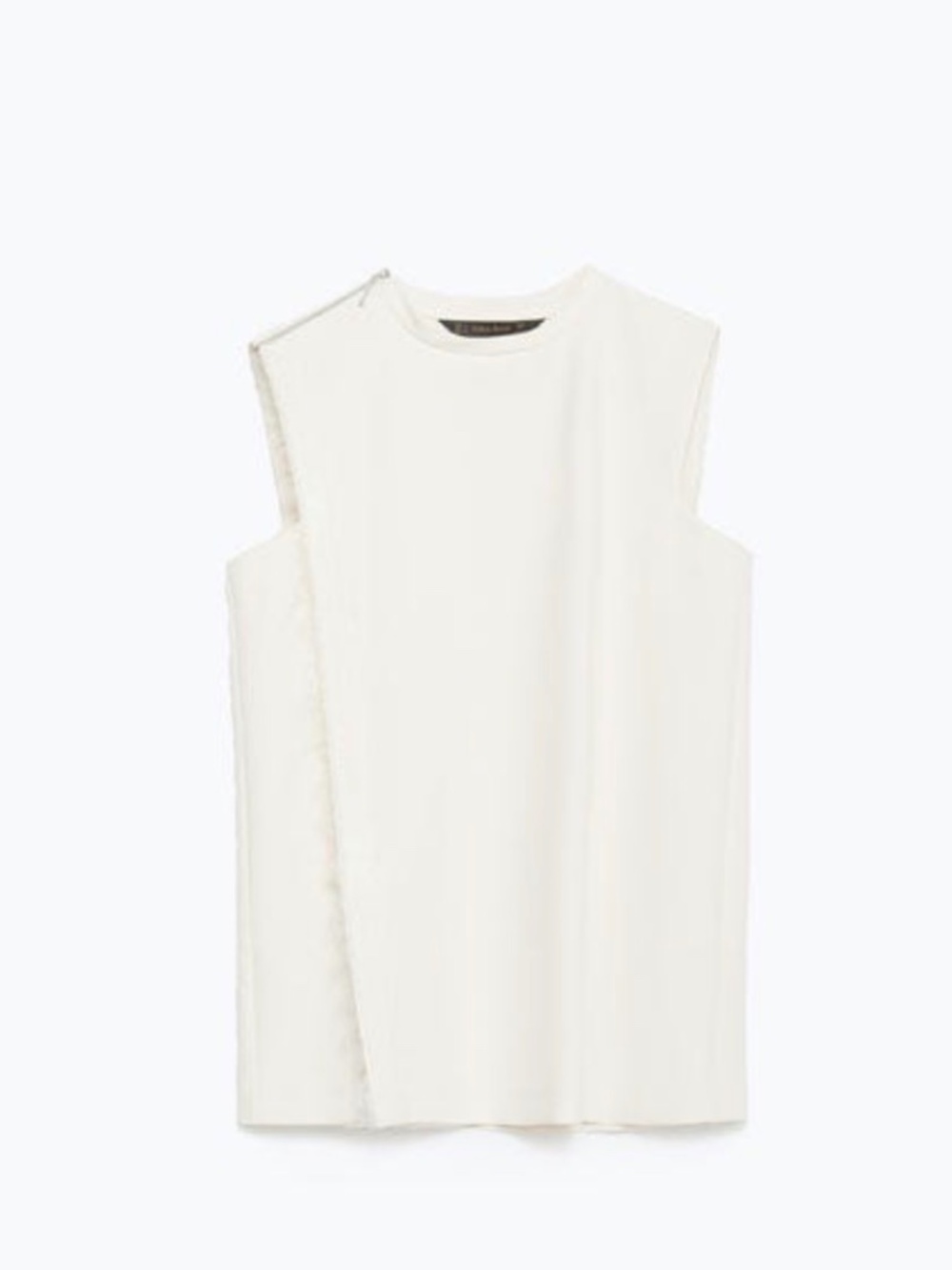 Zara Cream Sleeveless Fringe-Trim Top